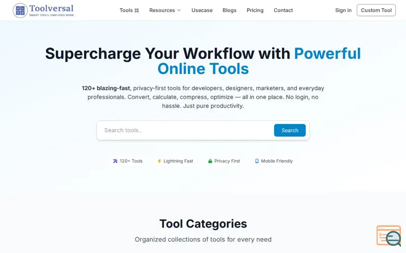 Screenshot of Toolversal