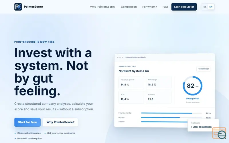 Screenshot of PointerScore