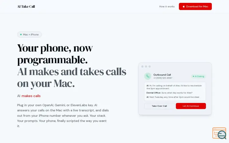 Screenshot of AI Take Call