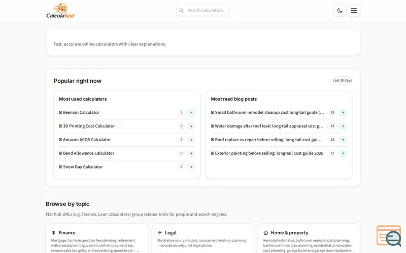 Screenshot of Calculafast