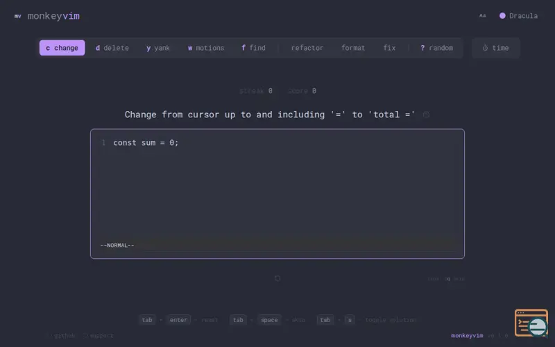 Screenshot of monkeyvim