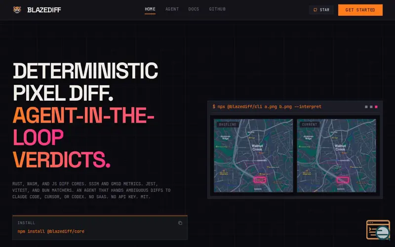Screenshot of BlazeDiff Agent