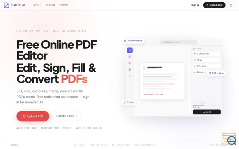 Screenshot of EditPDF AI