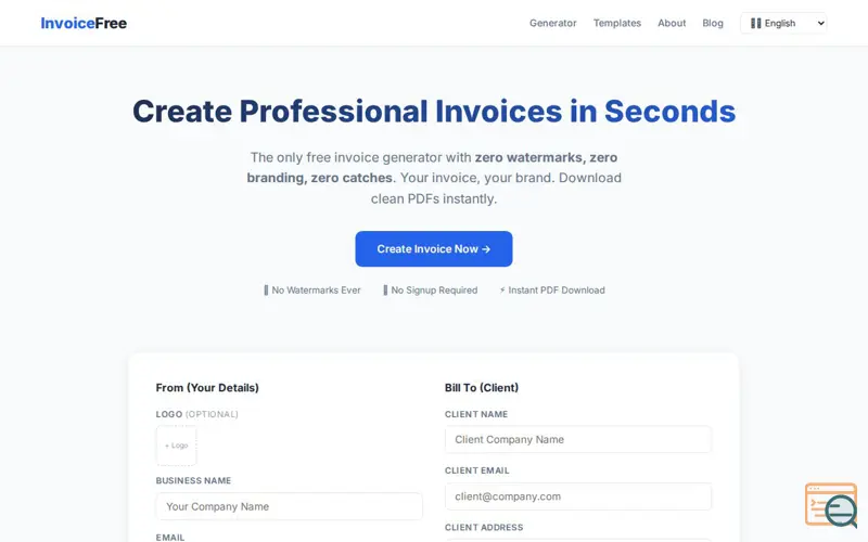 Screenshot of Free Invoice Generator