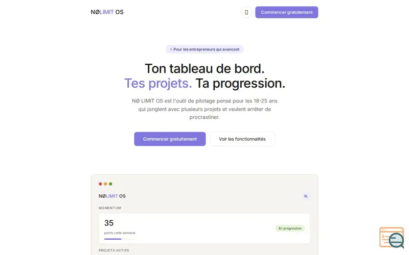 Screenshot of NØ LIMIT OS