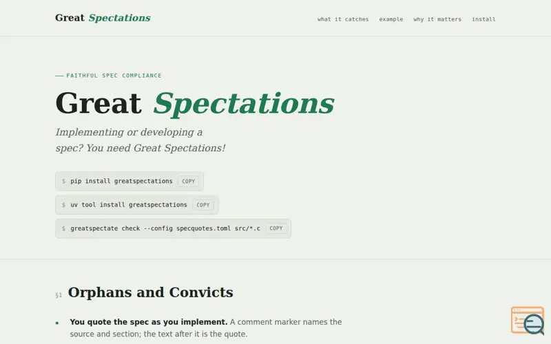 Screenshot of Greatspectations