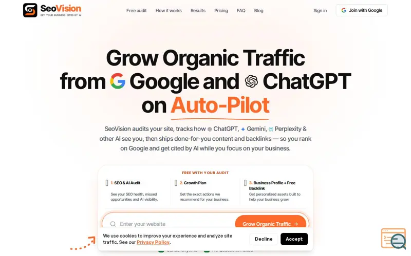 Screenshot of SeoVision — AI Visibility & SEO Platform
