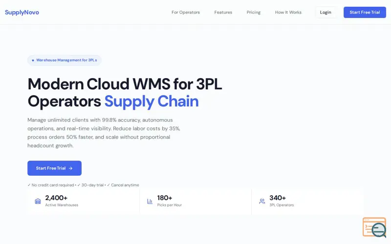 Screenshot of SupplyNovo
