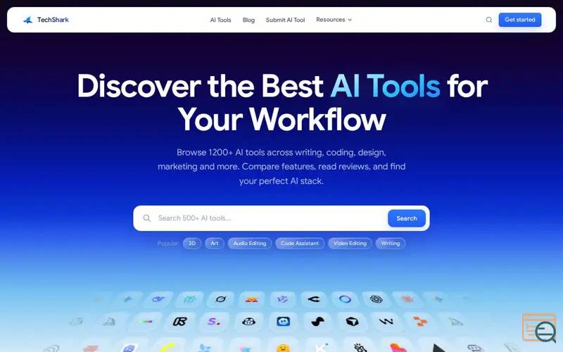 Screenshot of TechShark AI Hub, a launch using Hello Bar