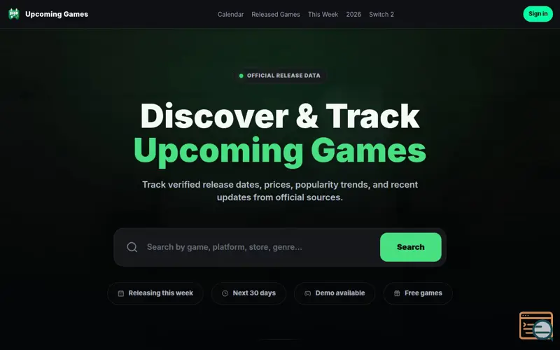 Screenshot of Upcoming Games Tracker