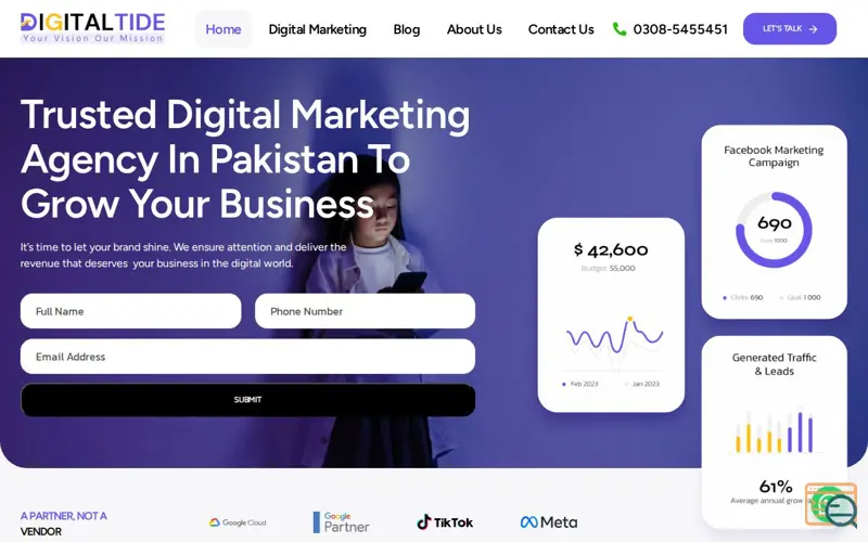 Screenshot of Digital Tide, a launch using WPForms
