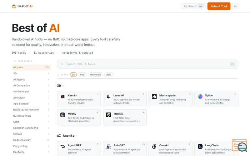 Screenshot of Best of AI