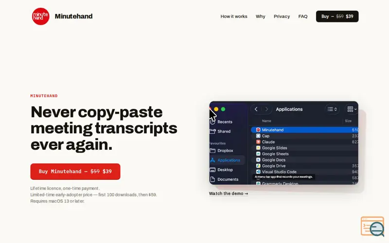 Screenshot of Minutehand