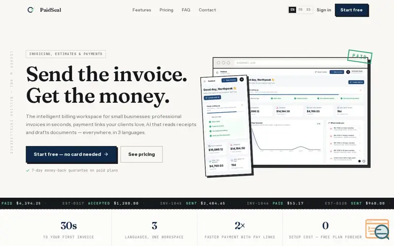 Screenshot of PaidSeal