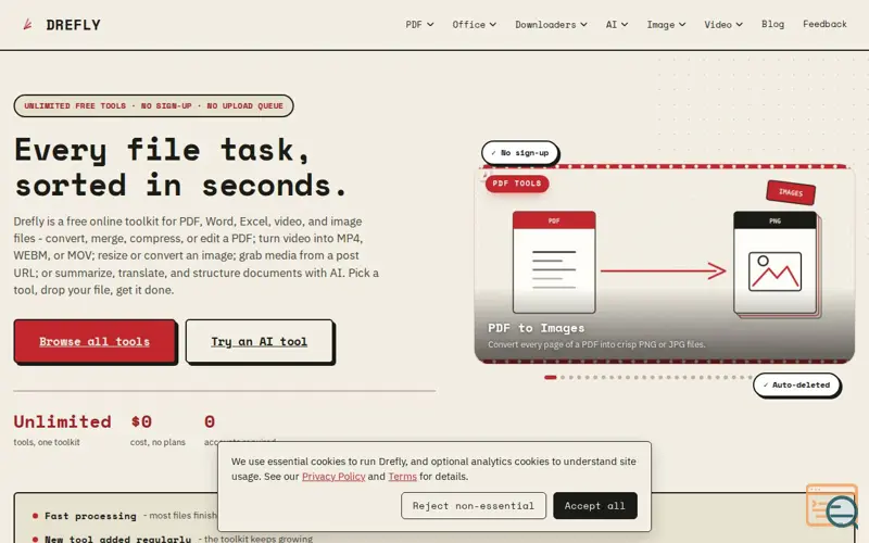 Screenshot of Drelfy, a launch using CodeTrendy