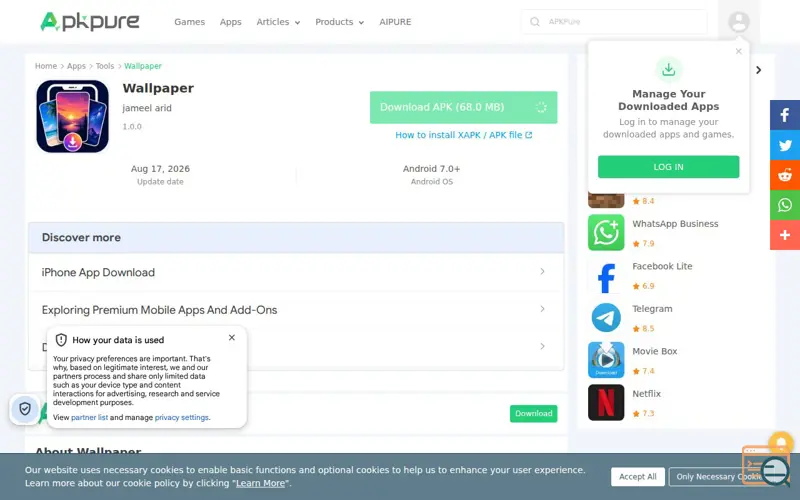 Screenshot of Wallpaper app