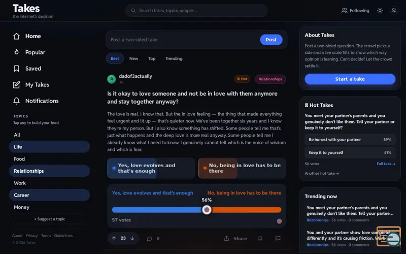 Screenshot of Takes