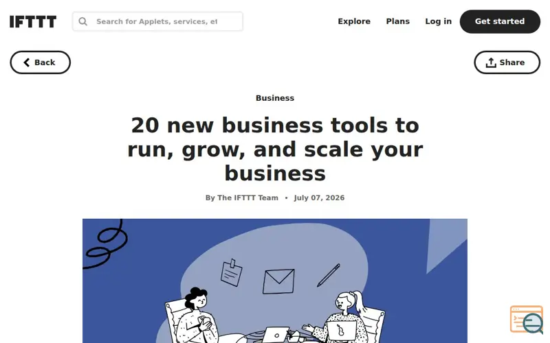 Screenshot of New small business tools by IFTTT