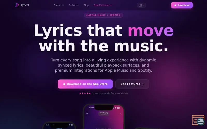 Screenshot of Lyrical