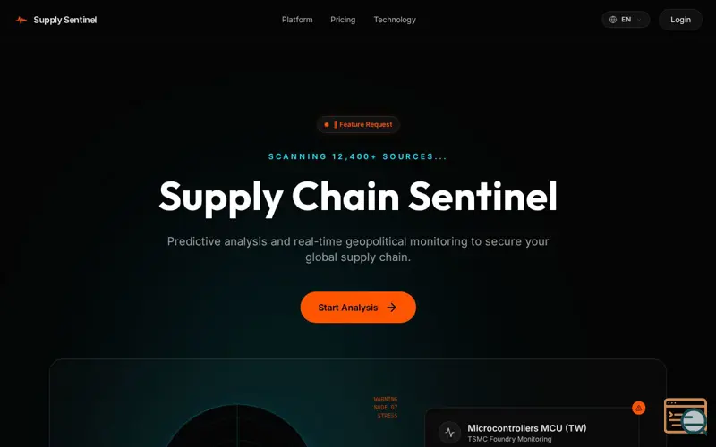Screenshot of Supply Sentinel AI