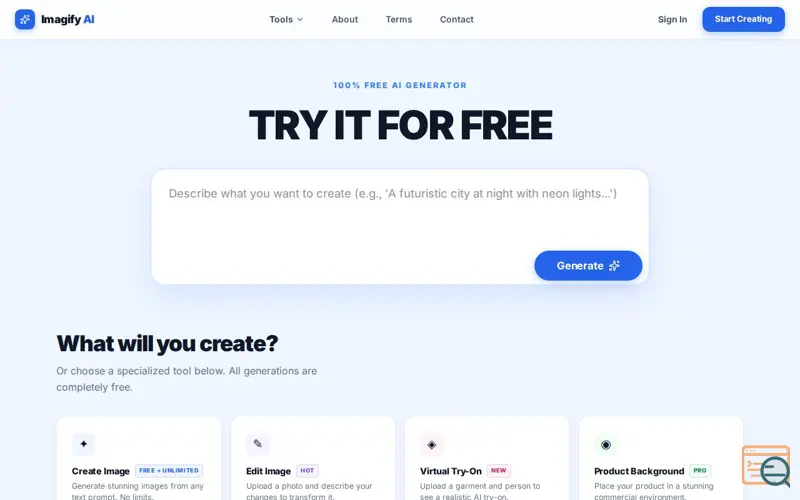 Screenshot of Imagify AI