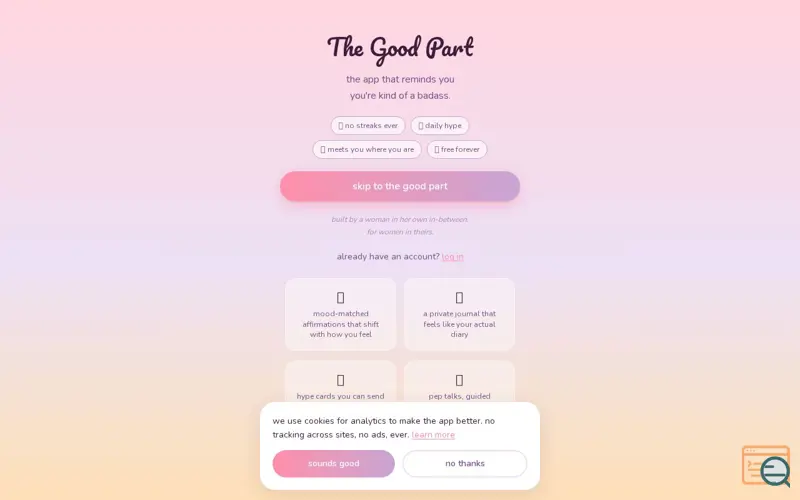 Screenshot of The Good Part