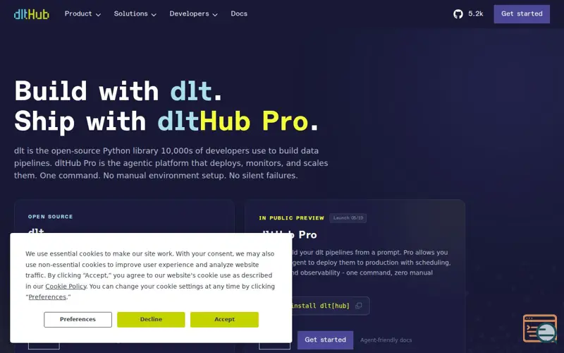Screenshot of dltHub