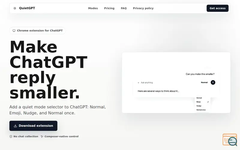 Screenshot of QuiteGPT