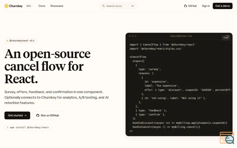 Screenshot of Churnkey SDK