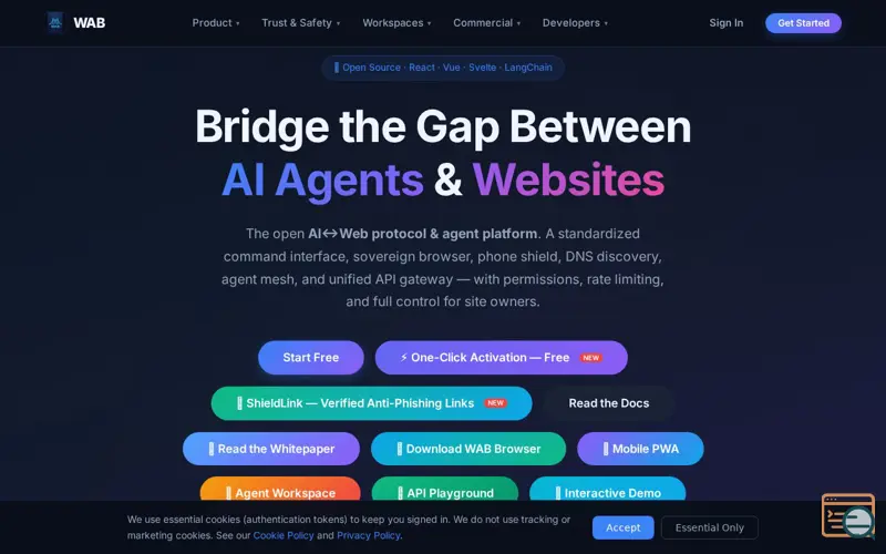 Screenshot of Web Agent Bridge (WAB