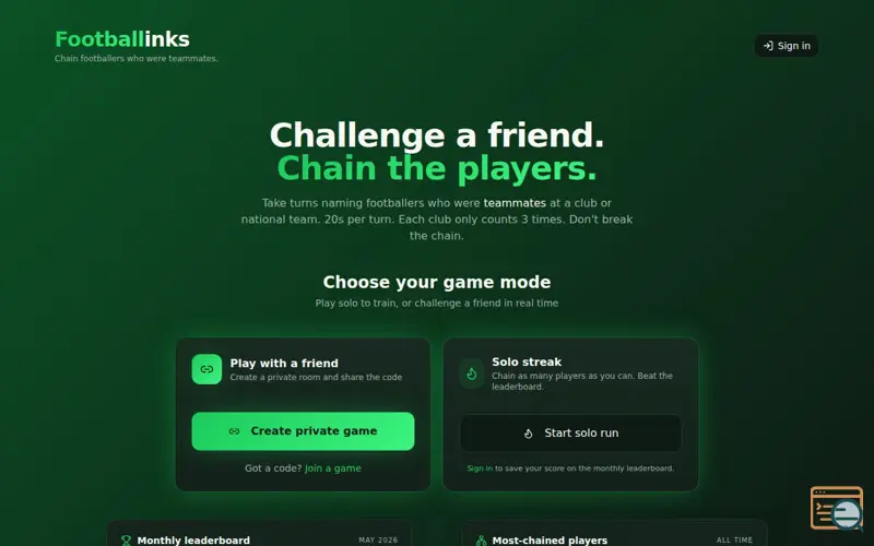 Screenshot of Footballinks