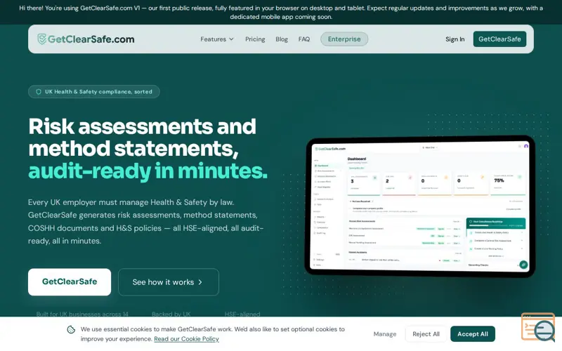 Screenshot of GetClearSafe.com