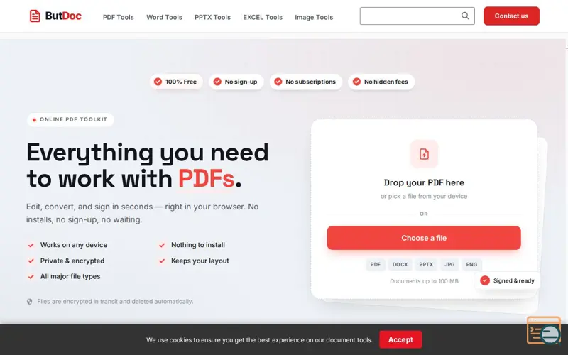 Screenshot of ButDoc – Free PDF Editor & Signer 