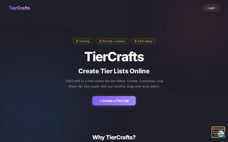 Screenshot of tiercrafts