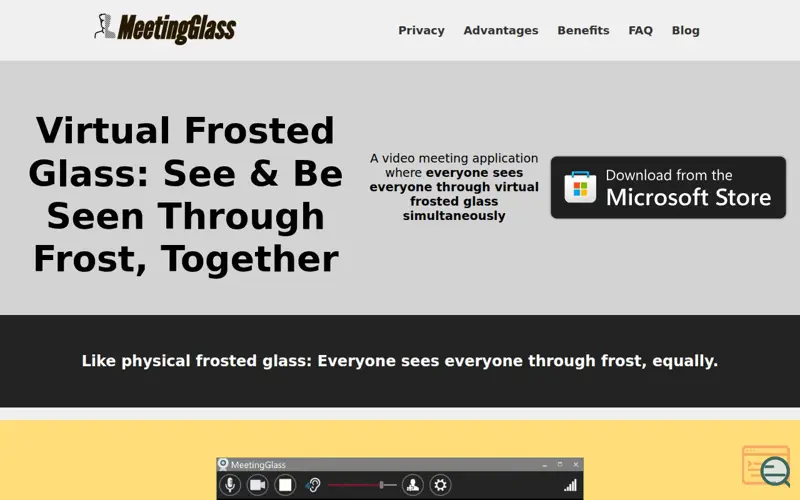 Screenshot of MeetingGlass, a launch using Microsoft Store Badge