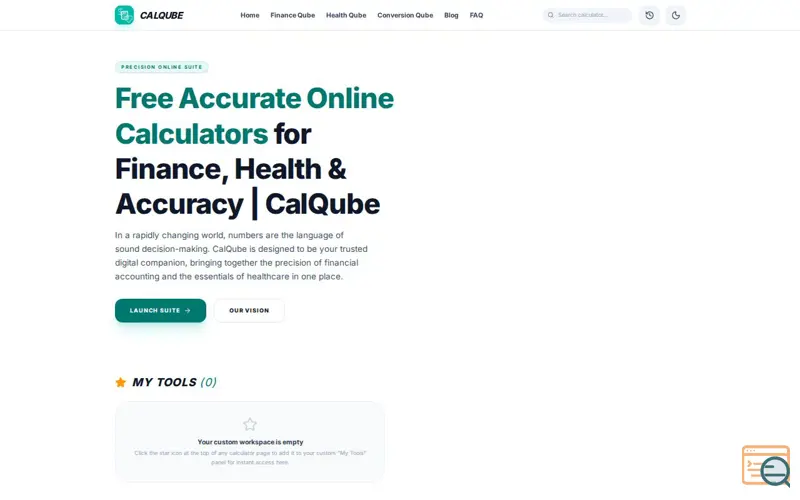 Screenshot of CalQube