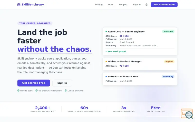 Screenshot of SkillSynchrony