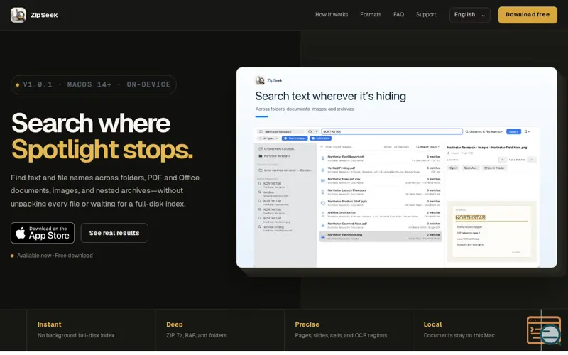 Screenshot of ZipSeek
