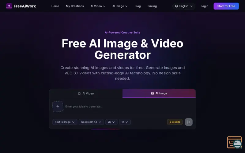 Screenshot of FreeAiWork