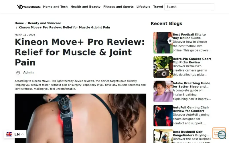 Screenshot of Kineon Move+ Pro Review, a launch using Emerald