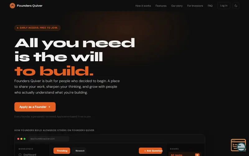 Screenshot of Founders Quiver, a launch using Zoho Mail