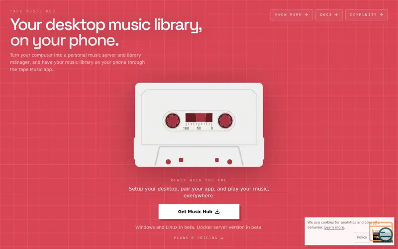 Screenshot of Tape-music-hub