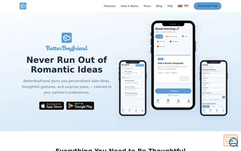 Screenshot of BetterBoyfriend, a launch using World4You