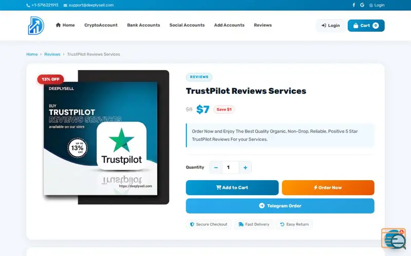 Screenshot of DeeplySellTrustPilot Reviews Services