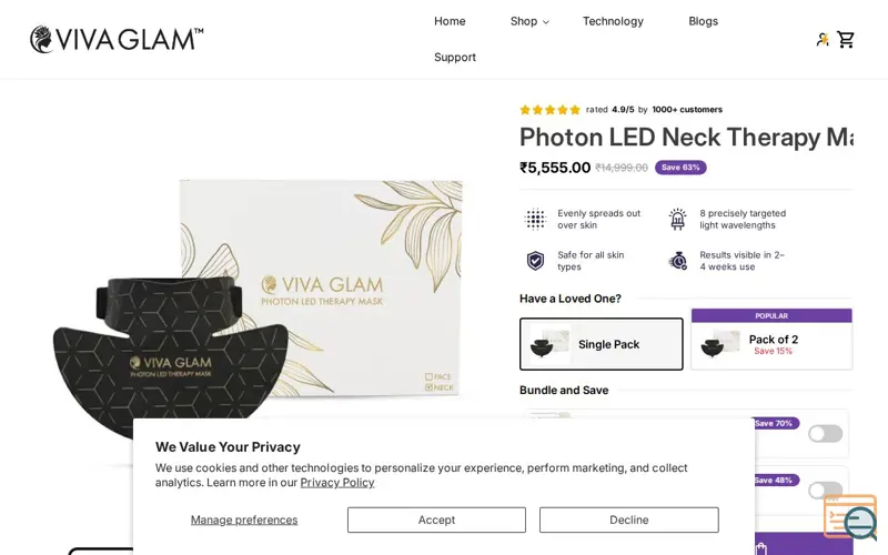 Screenshot of VivaGlam, a launch using VCommission