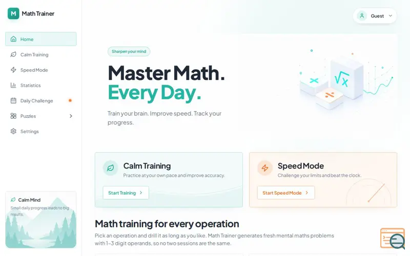 Screenshot of Math Trainer