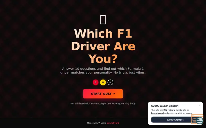 Screenshot of Which F1 Driver Are  You