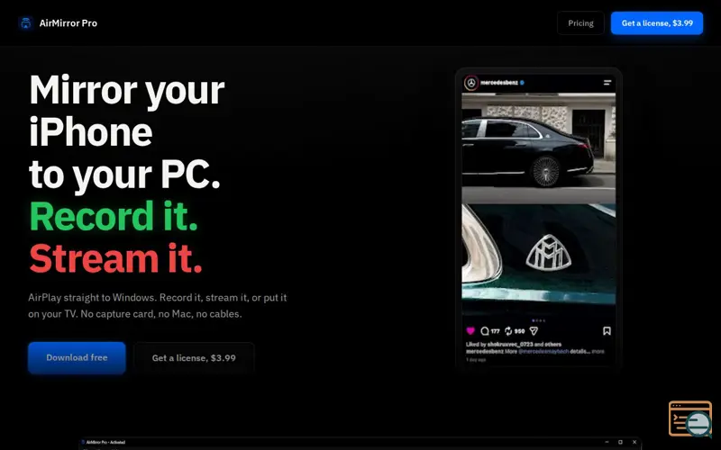 Screenshot of AirMirror Pro