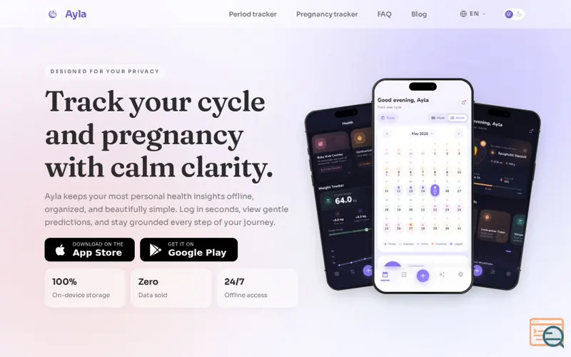 Screenshot of Ayla Private Period & Pregnancy Tracker