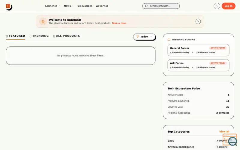Screenshot of IndiHunt — India's Daily Tech Launchpad